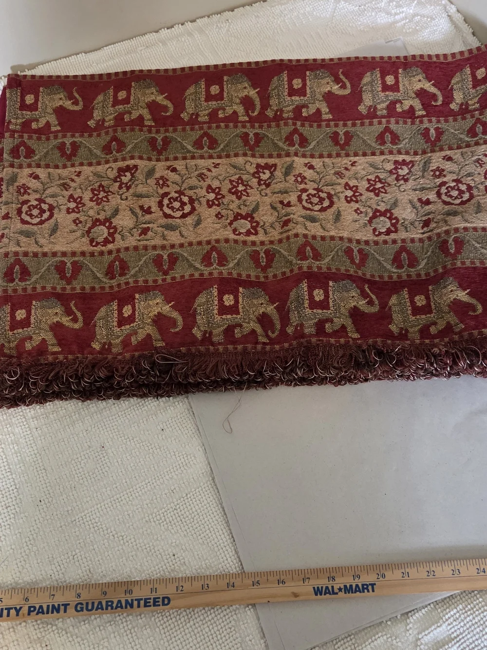 Elegant Elephant & Floral Jacquard Curtain Panel - Burgundy